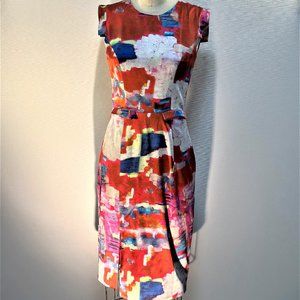 ERDEM silk sheath dress with pocket details. Beautiful print